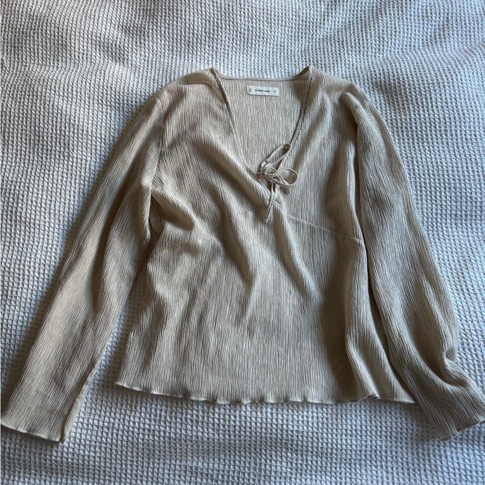 Everlane Beige Textured Blouse